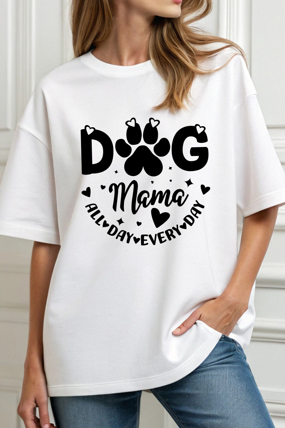 Dog mama all day every day typography design pinterest preview image.