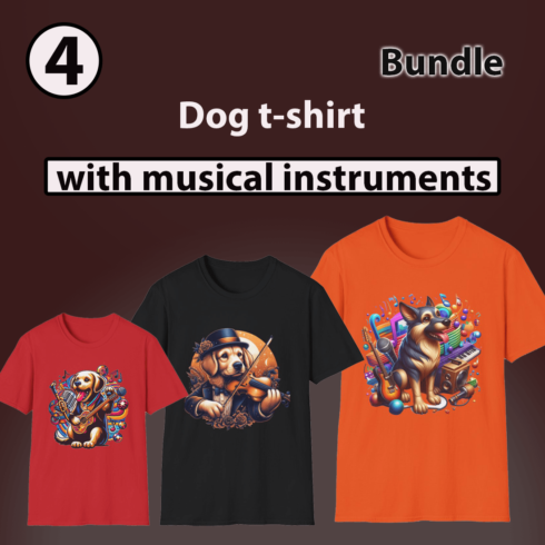 Four dog t-shirt designs only on 8$ cover image.