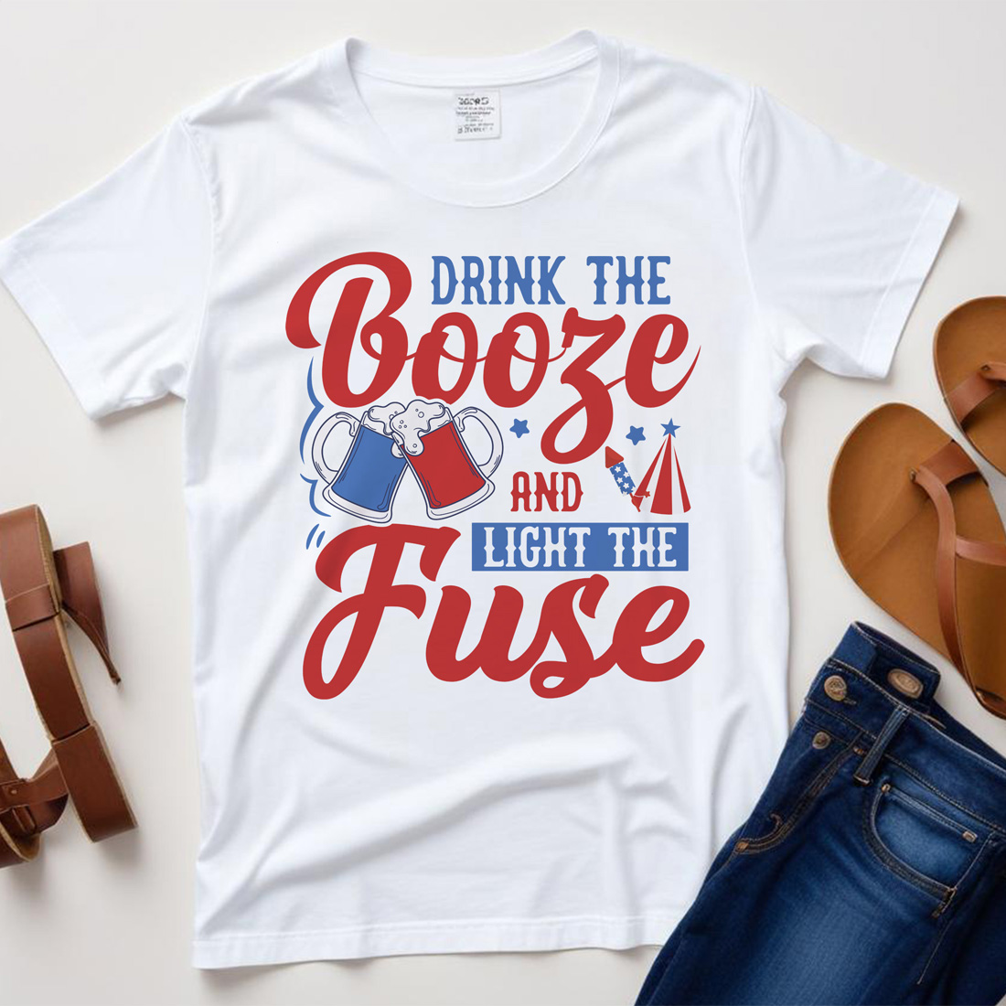 drink the booze and light the fuse graphic design white plane tshirt mockup 623