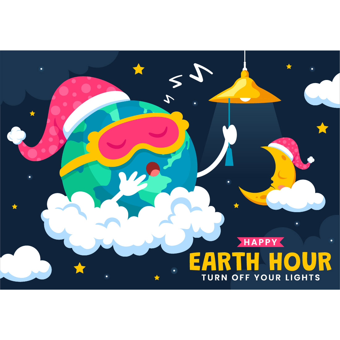 12 Happy Earth Hour Day Illustration cover image.