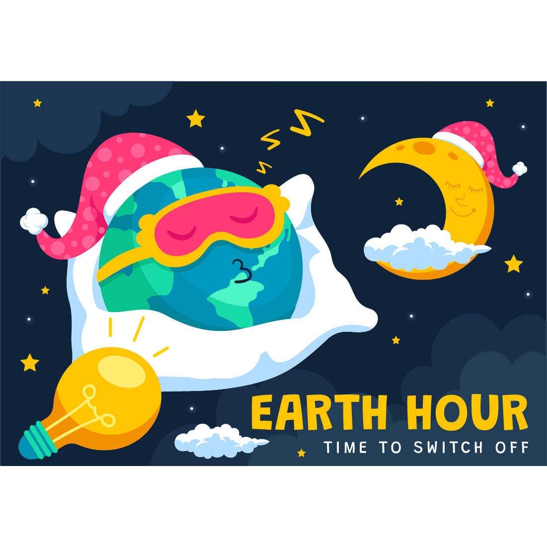 12 Happy Earth Hour Day Illustration preview image.