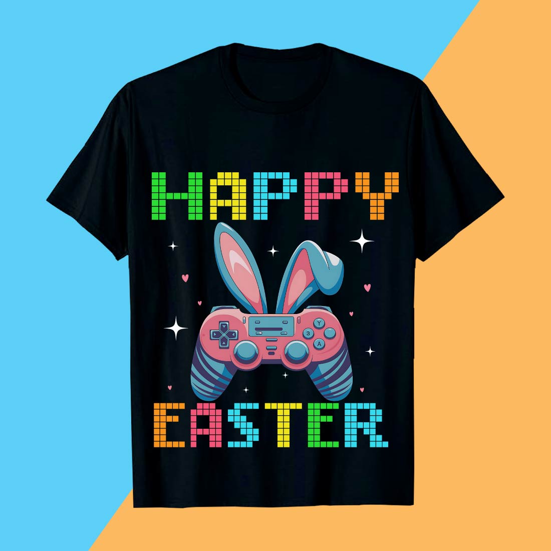 Happy Easter Gaming Bunny t shirt Design cover image.