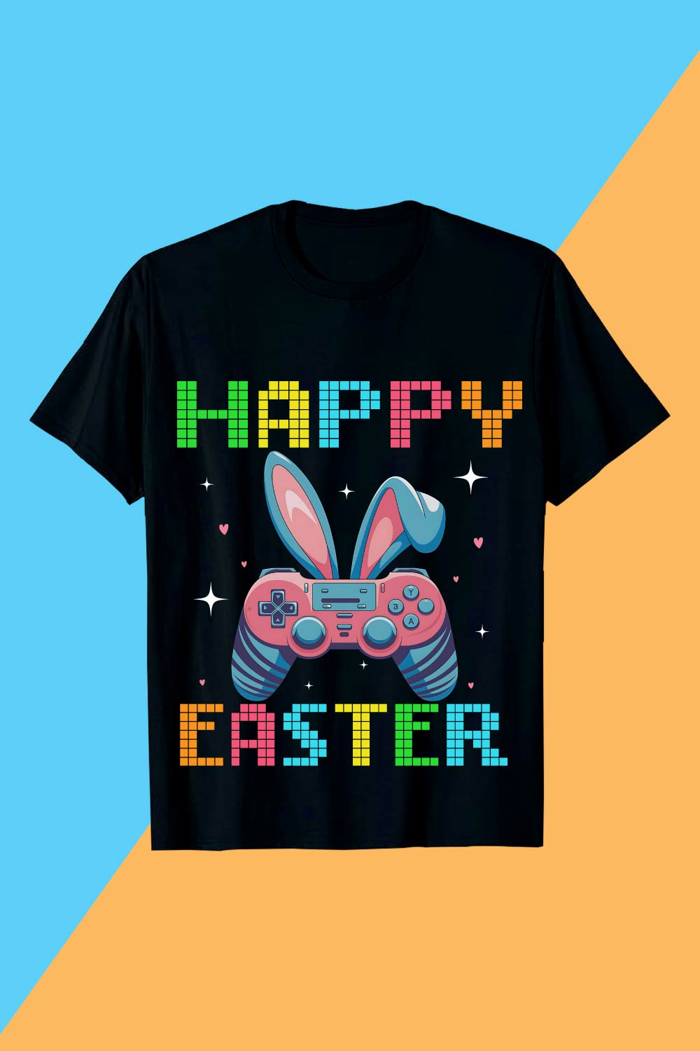 Happy Easter Gaming Bunny t shirt Design pinterest preview image.