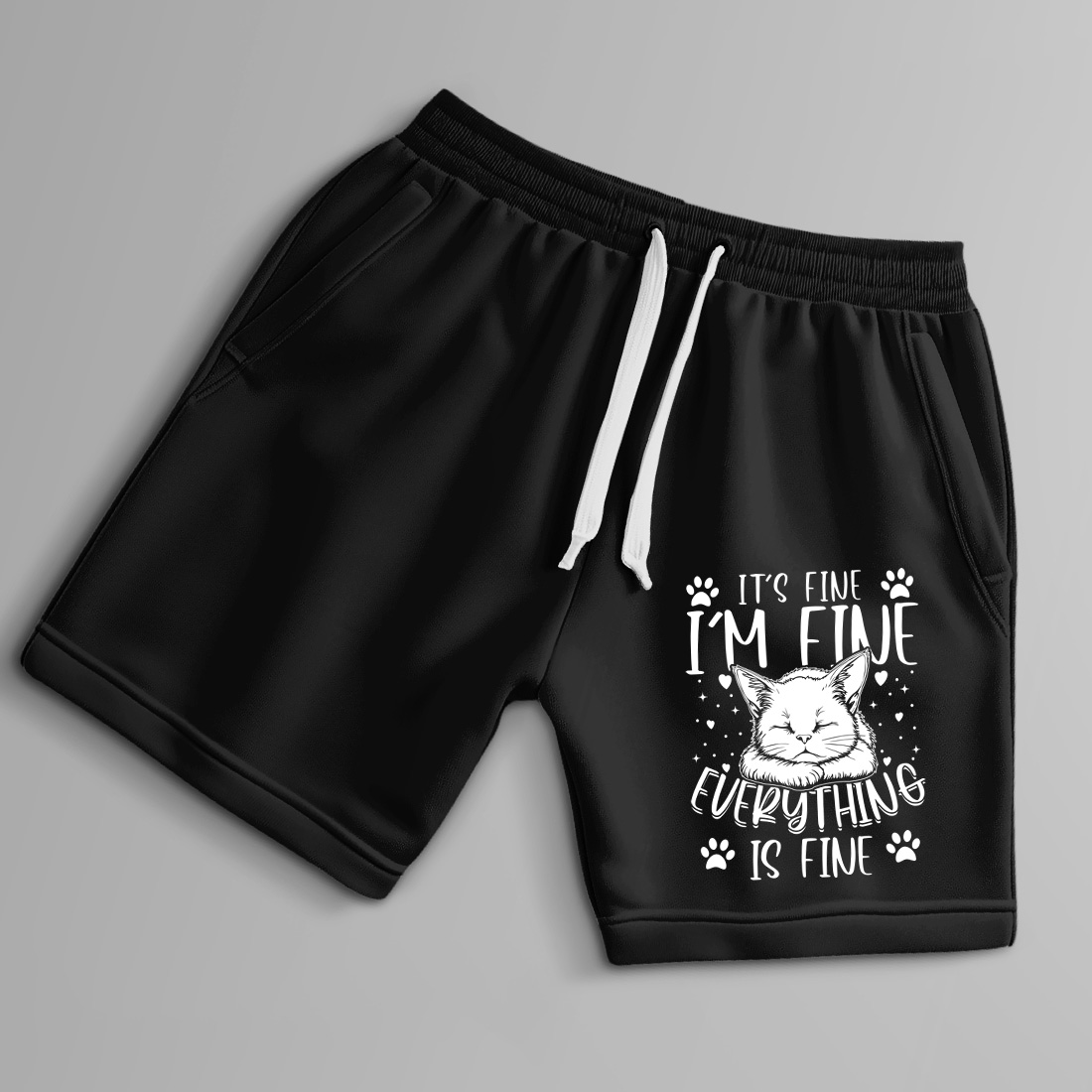 emotional cat quote design everything is fine shirt for cat lovers 8 black shorts up 173