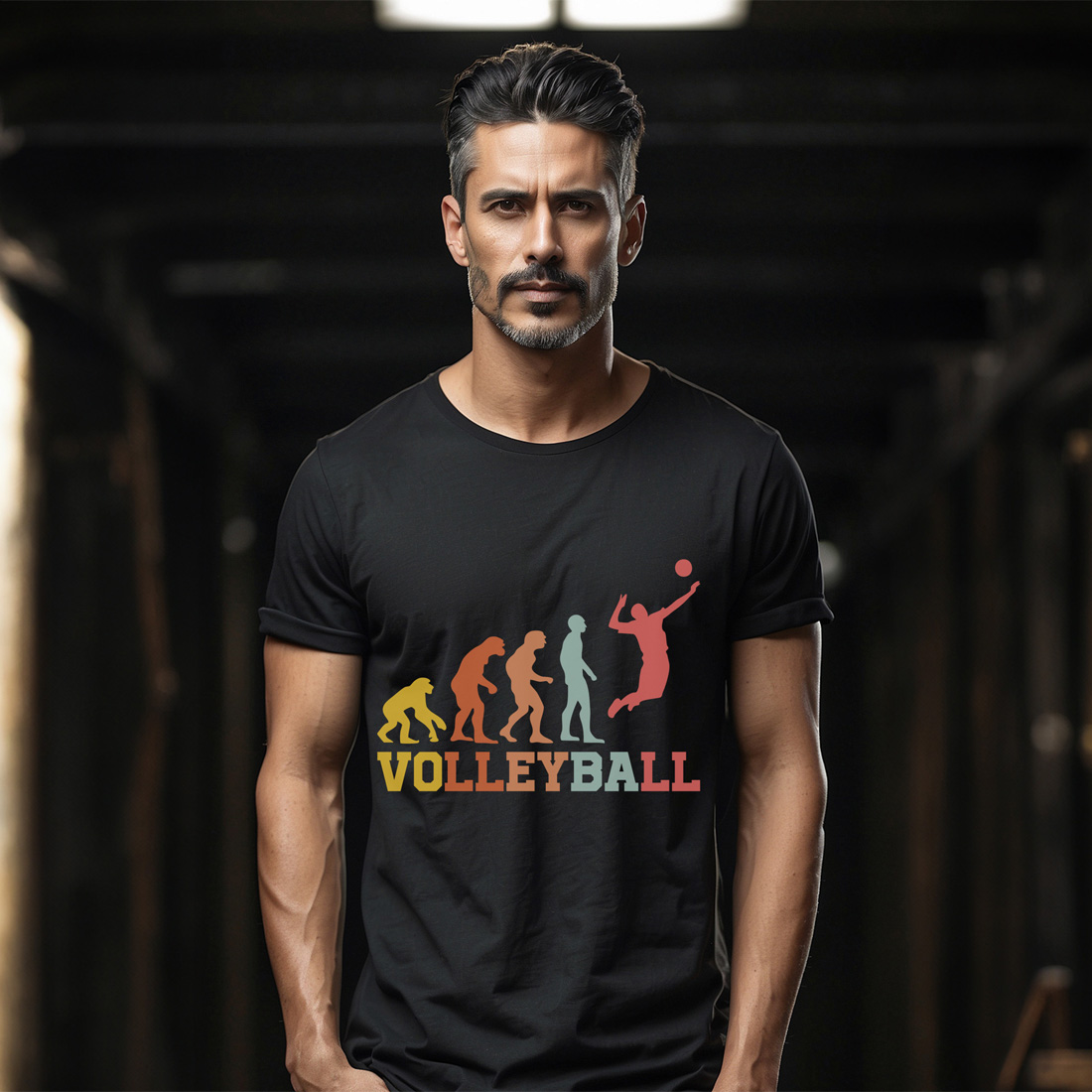 evolution volleyball graphic design male tshirt mockup 908