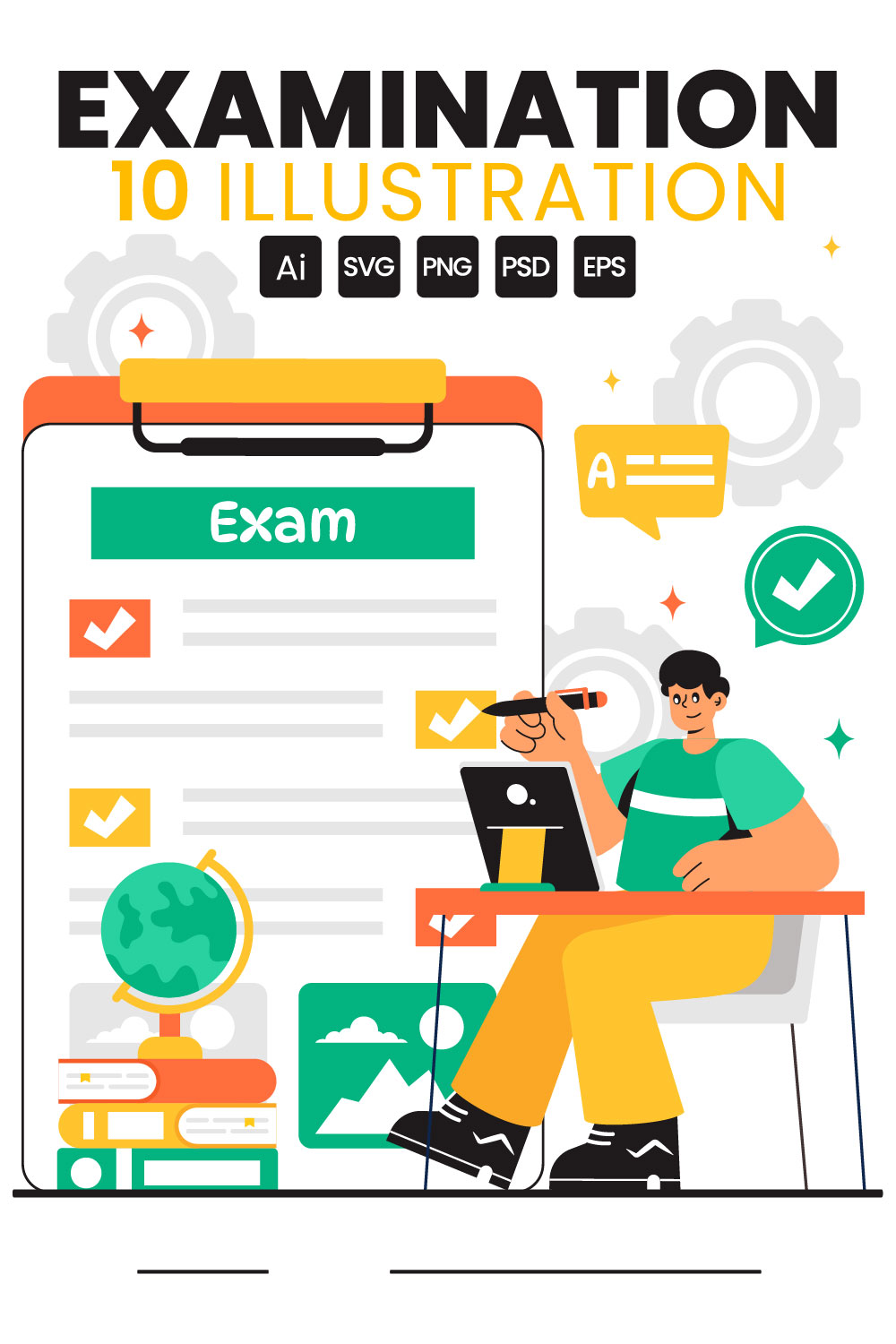 10 Educational Exam Illustration pinterest preview image.