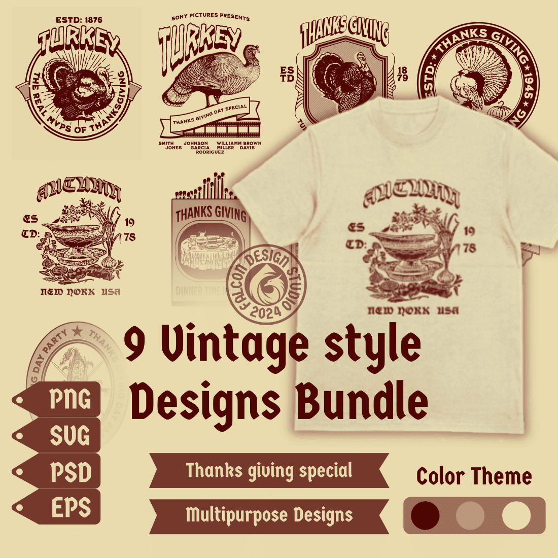 Vintage style thanks giving special multipurpose designs cover image.