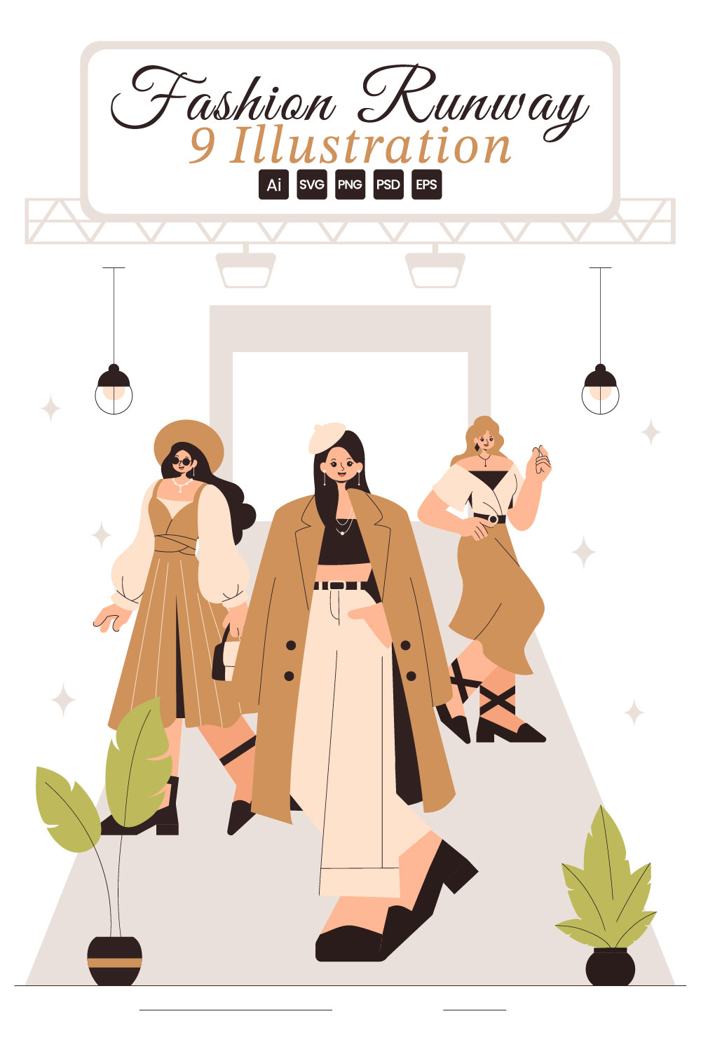 9 Fashion Runway Illustration pinterest preview image.