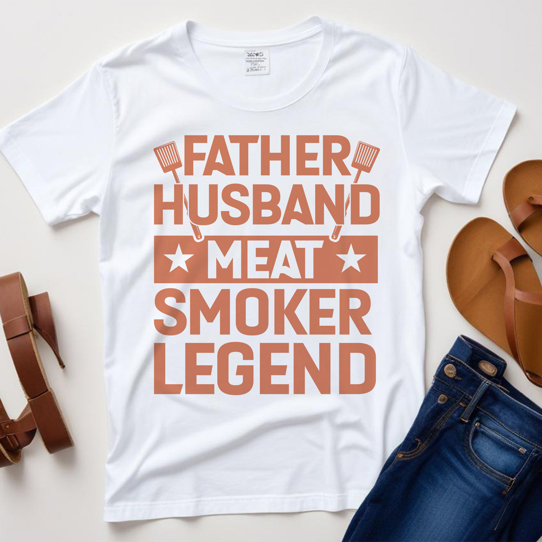 father husband meat smoker legend graphic design white plane tshirt mockup 379