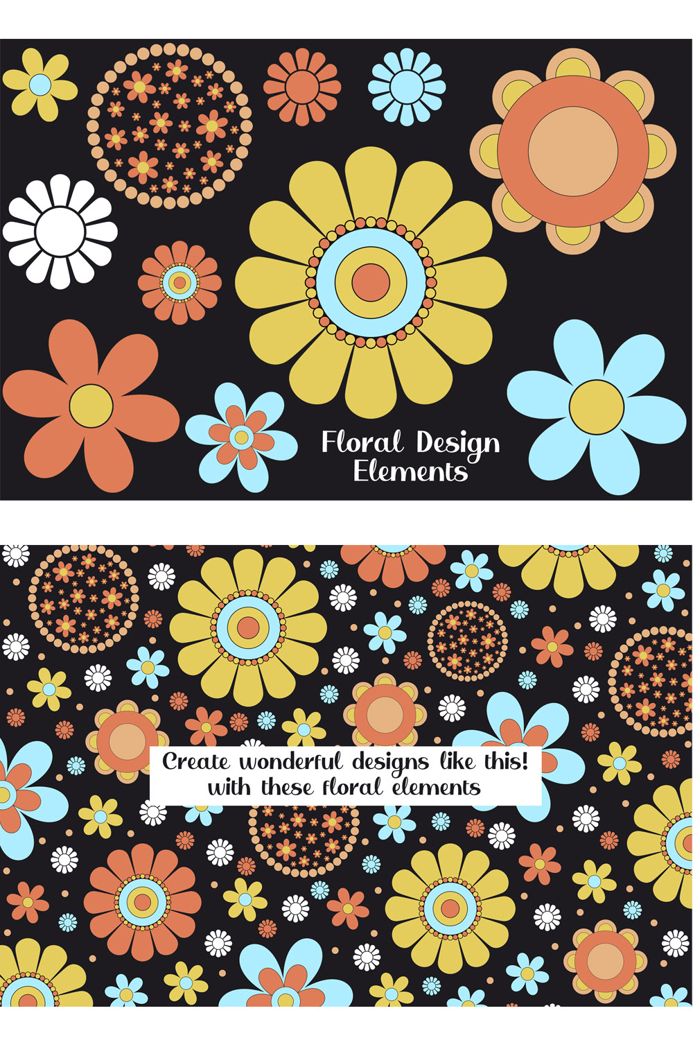 Floral Elements - Flower Power Designs pinterest preview image.