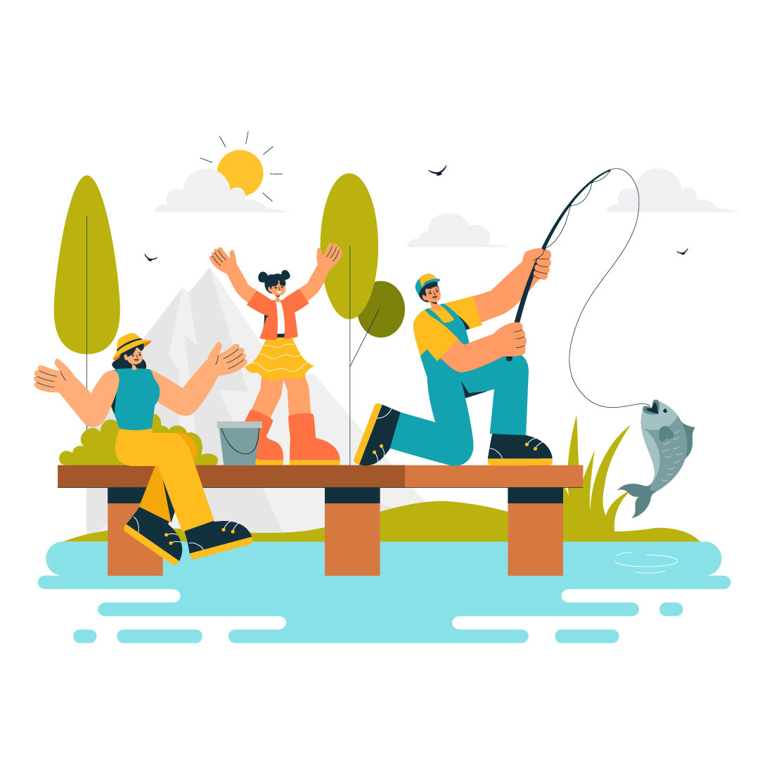 8 Fishing Adventure Illustration preview image.