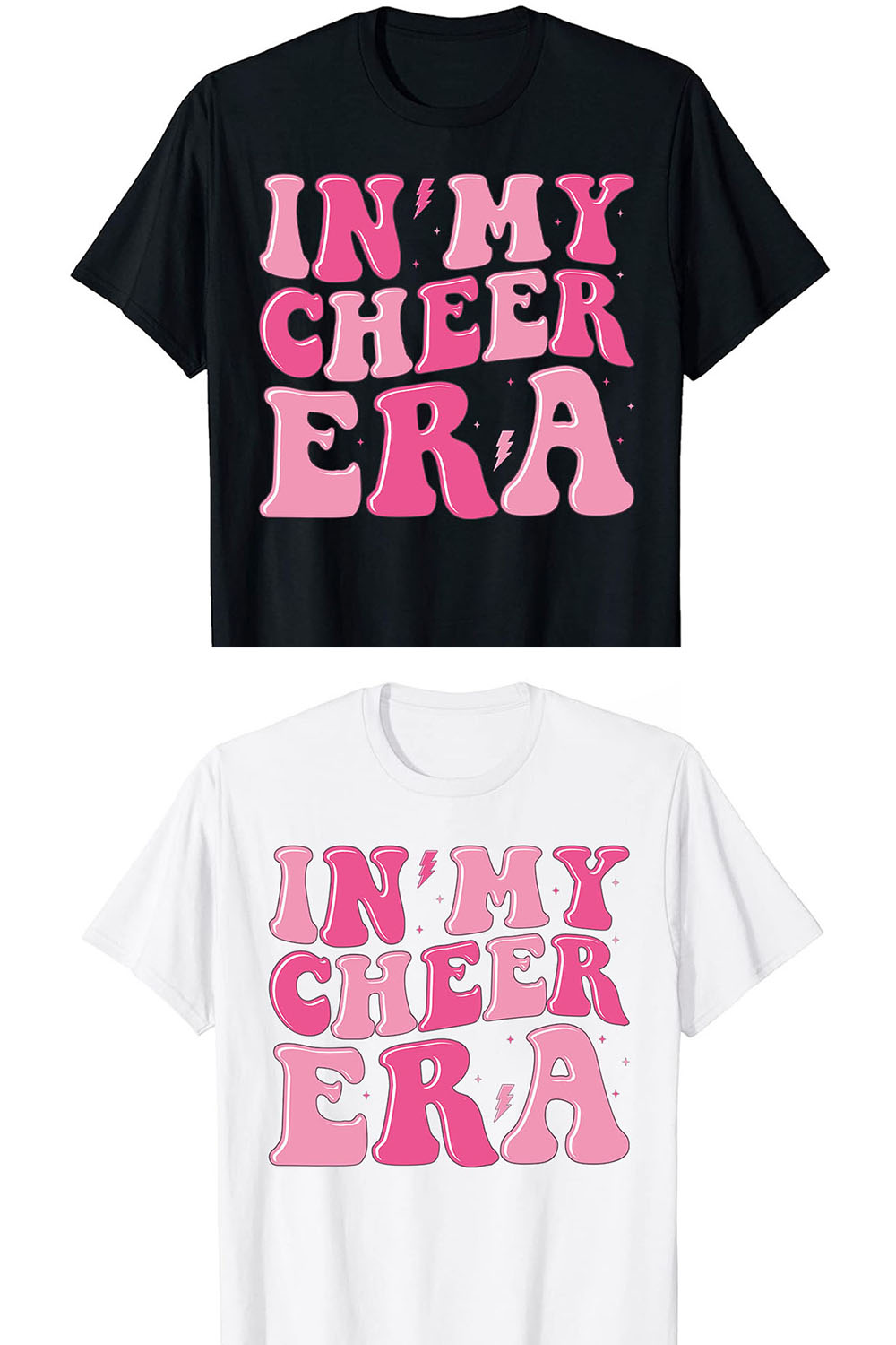 In my cheer era t shirt design pinterest preview image.