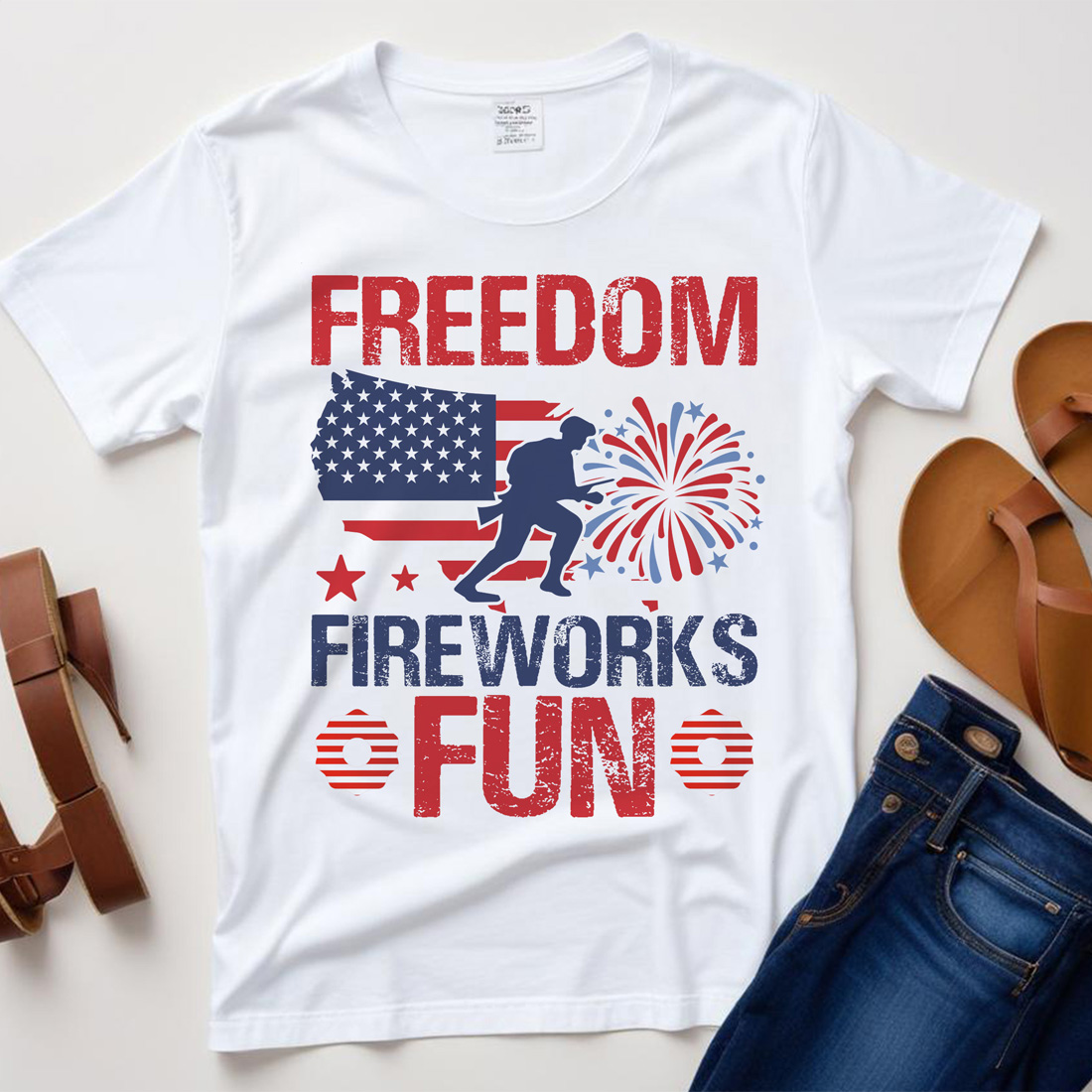 freedom fireworks fun graphic design white plane tshirt mockup 585