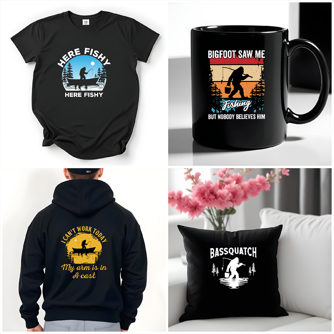 Funny Bigfoot Fishing Designs Perfect for Outdoor Enthusiasts and Fishermen preview image.