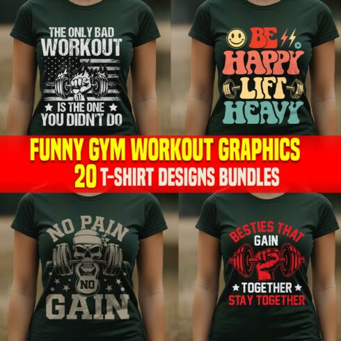 Funny Gym Workout Graphics Bundle cover image.