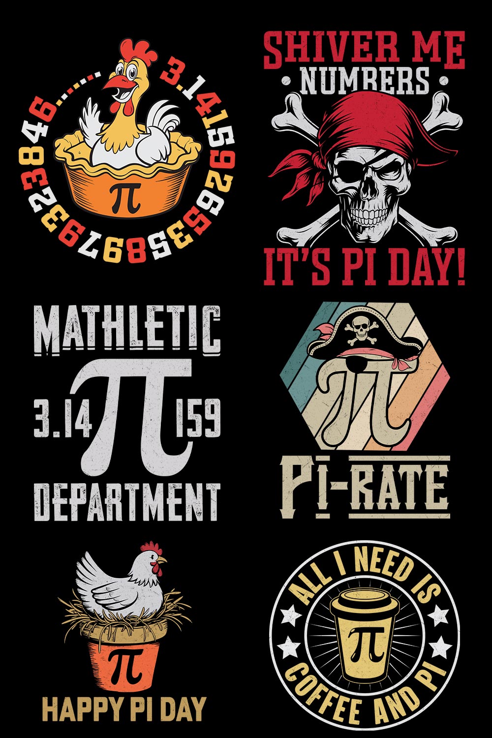 Funny Pi Day, 314 Math, Funny Pirate T-shirt Designs Bundles pinterest preview image.