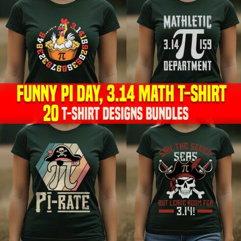 Funny Pi Day, 314 Math, Funny Pirate T-shirt Designs Bundles cover image.