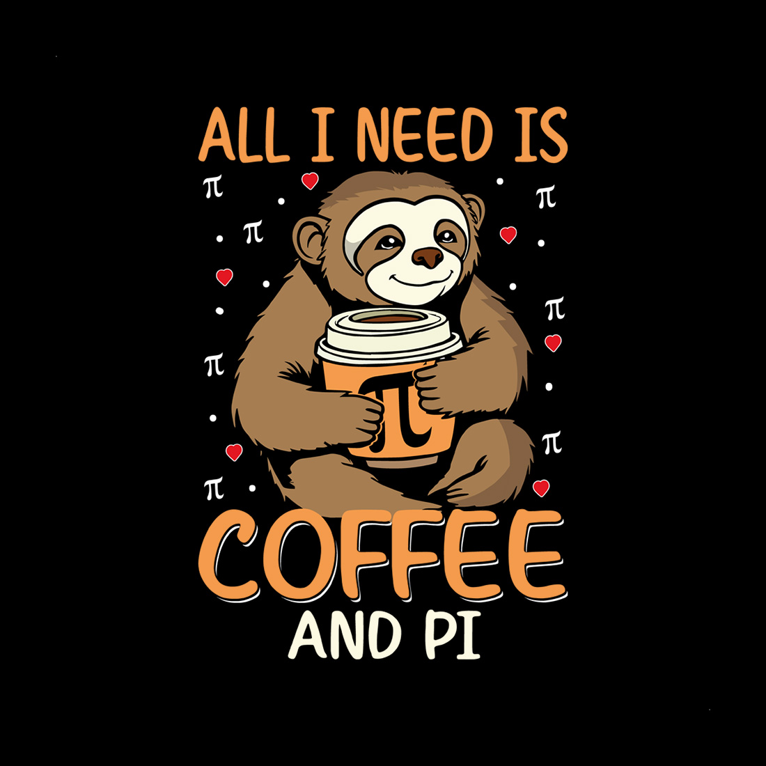 Funny Sloth Illustration Drinking Coffee with Pi Symbol - Quirky Graphic Art cover image.