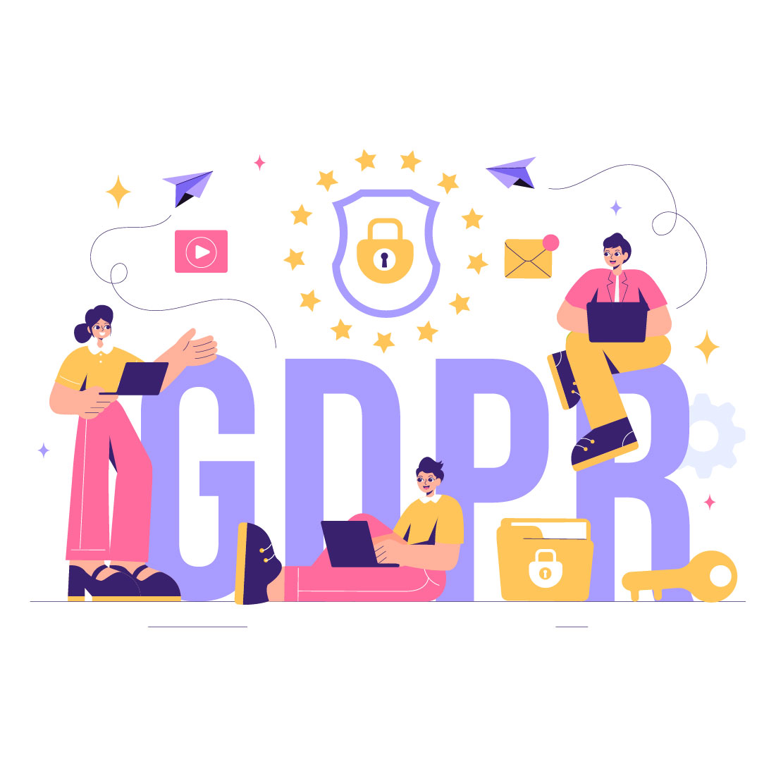 9 GDPR Data Protection Regulation Illustration preview image.