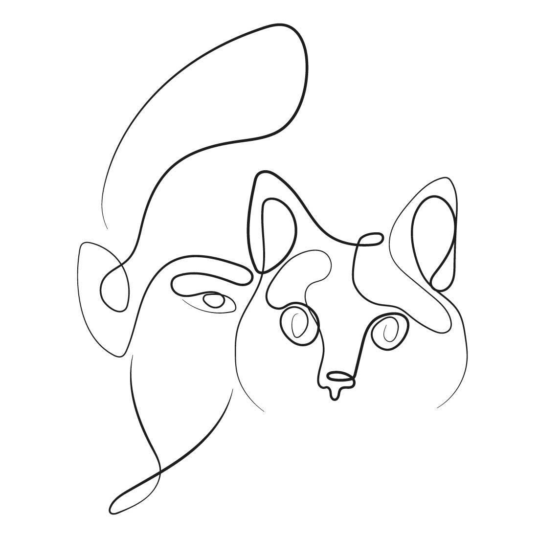 line art of a girl with a cat preview image.