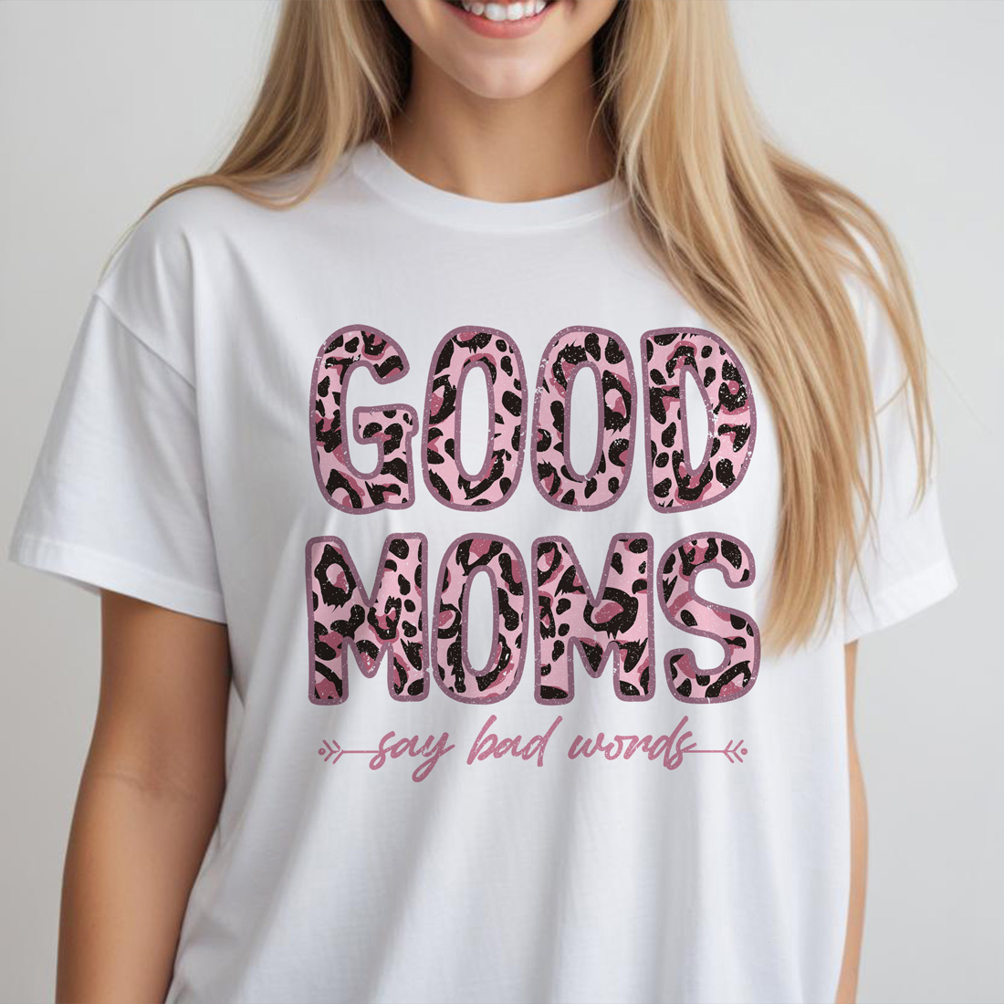 good moms say bad words graphic design for mothers day white female tshirt front mockup 373