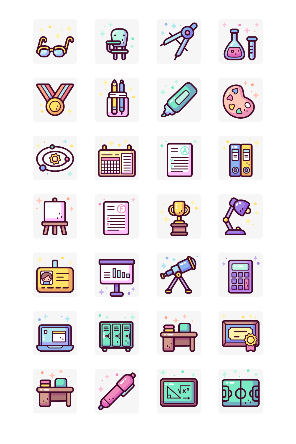 Education Flat Icon Set pinterest preview image.