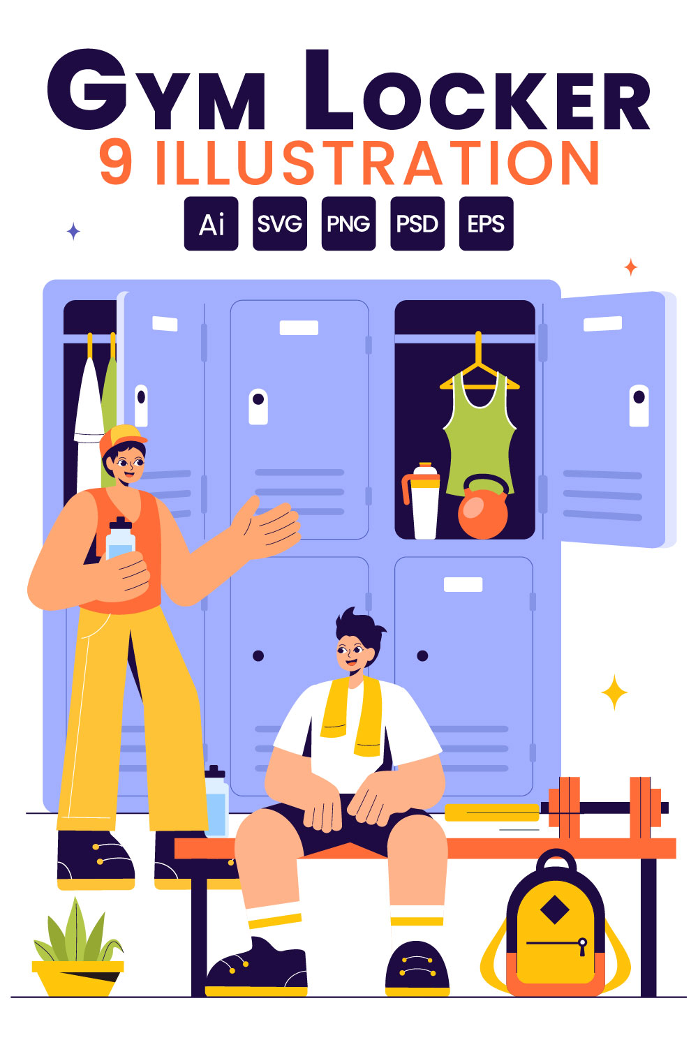 9 Gym Locker Room Illustration pinterest preview image.