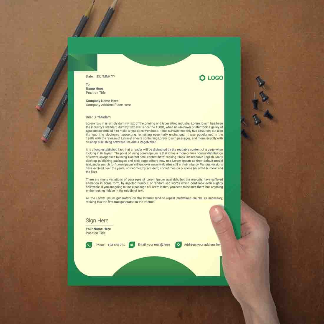 This is a letterhead design This template download contains one color letterhead design cover image.