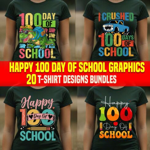 Happy 100 Day of School Graphics Bundle cover image.