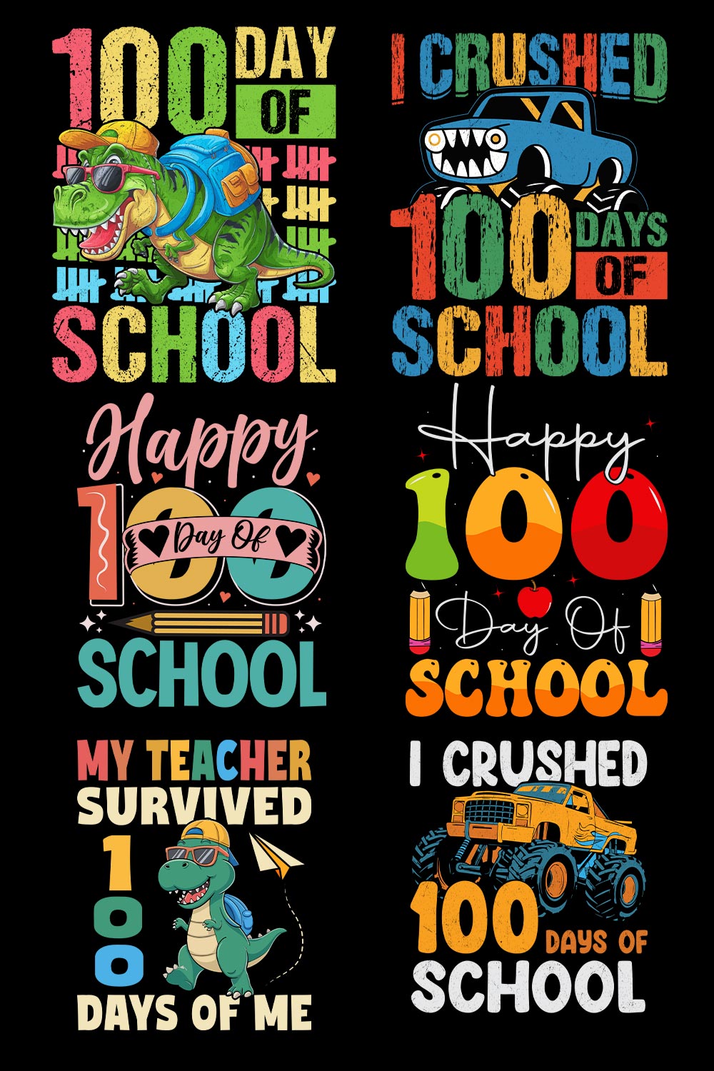 Happy 100 Day of School Graphics Bundle pinterest preview image.