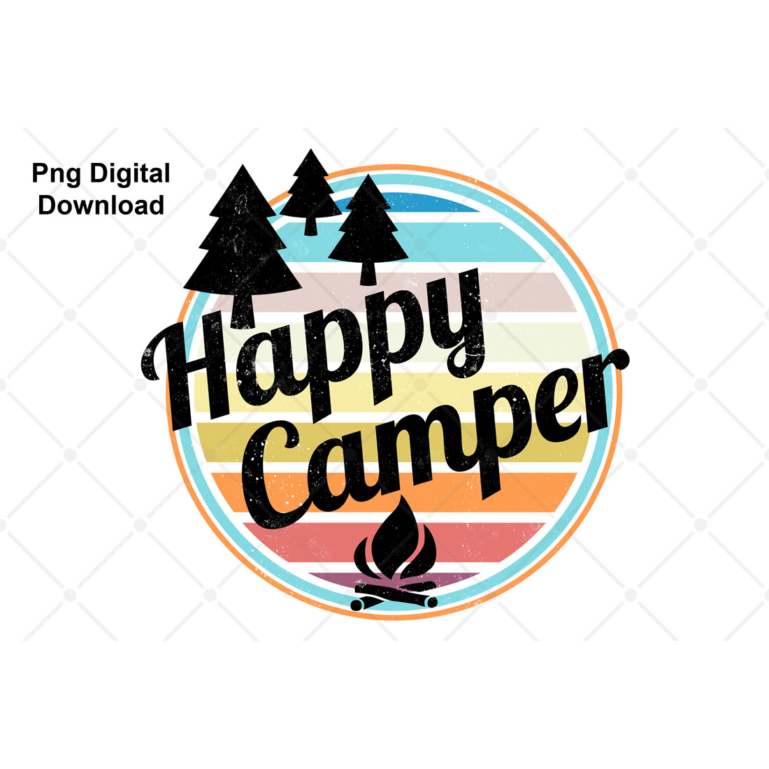 Happy Camper Retro Camping Design preview image.