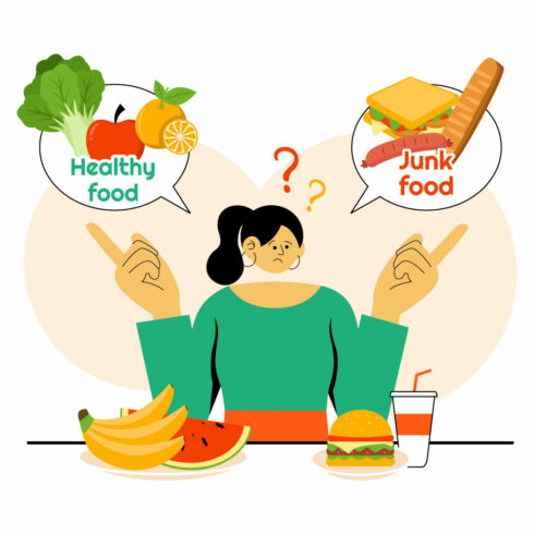 9 Healthy vs Unhealthy Food Choice Illustration cover image.