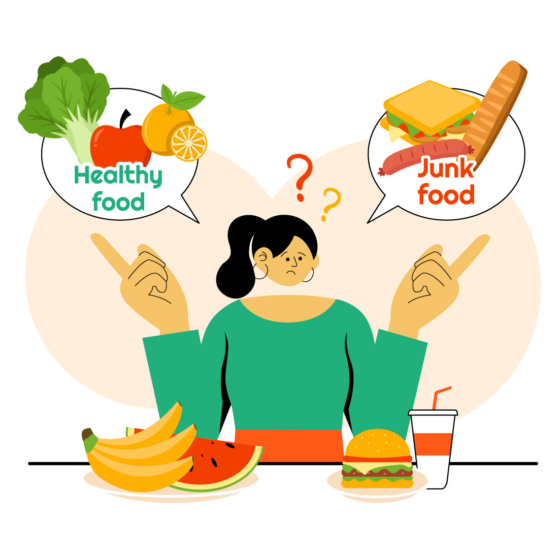 9 Healthy vs Unhealthy Food Choice Illustration cover image.