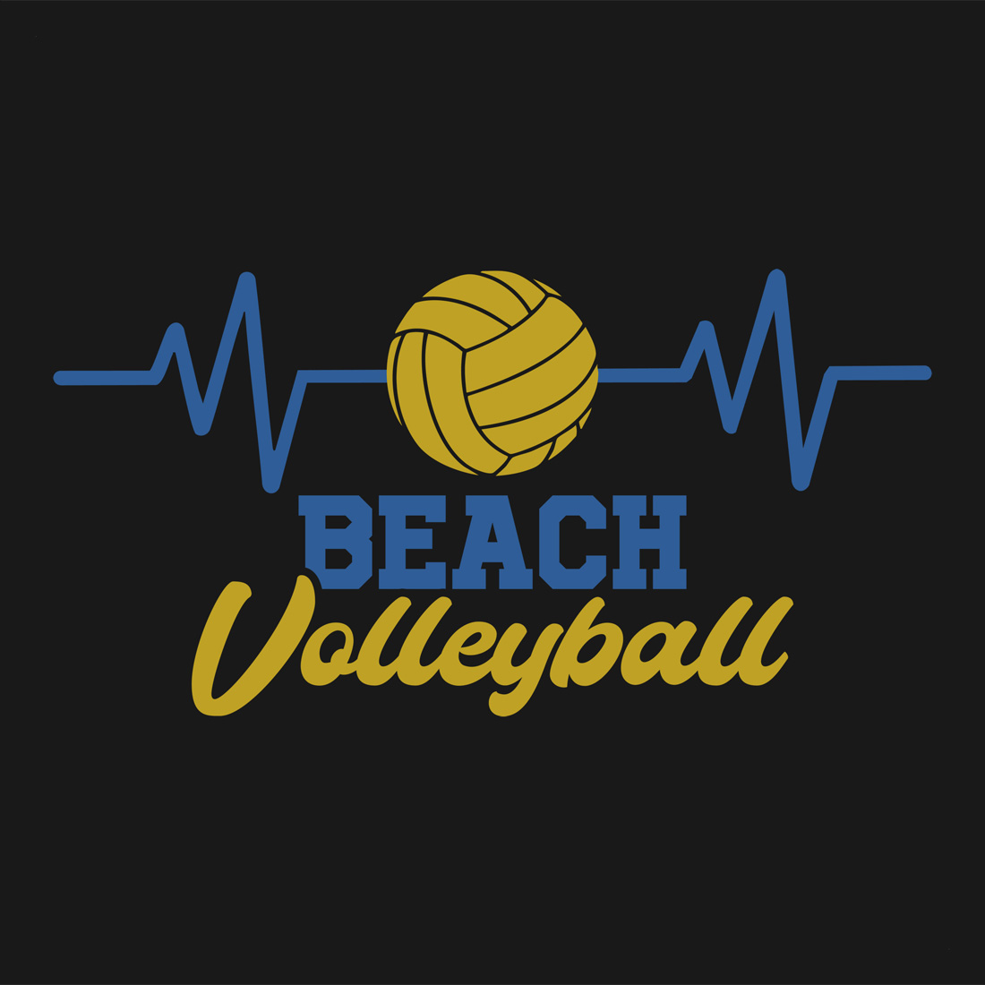 Heartbeat beach volleyball graphic design for volleyball lovers cover image.