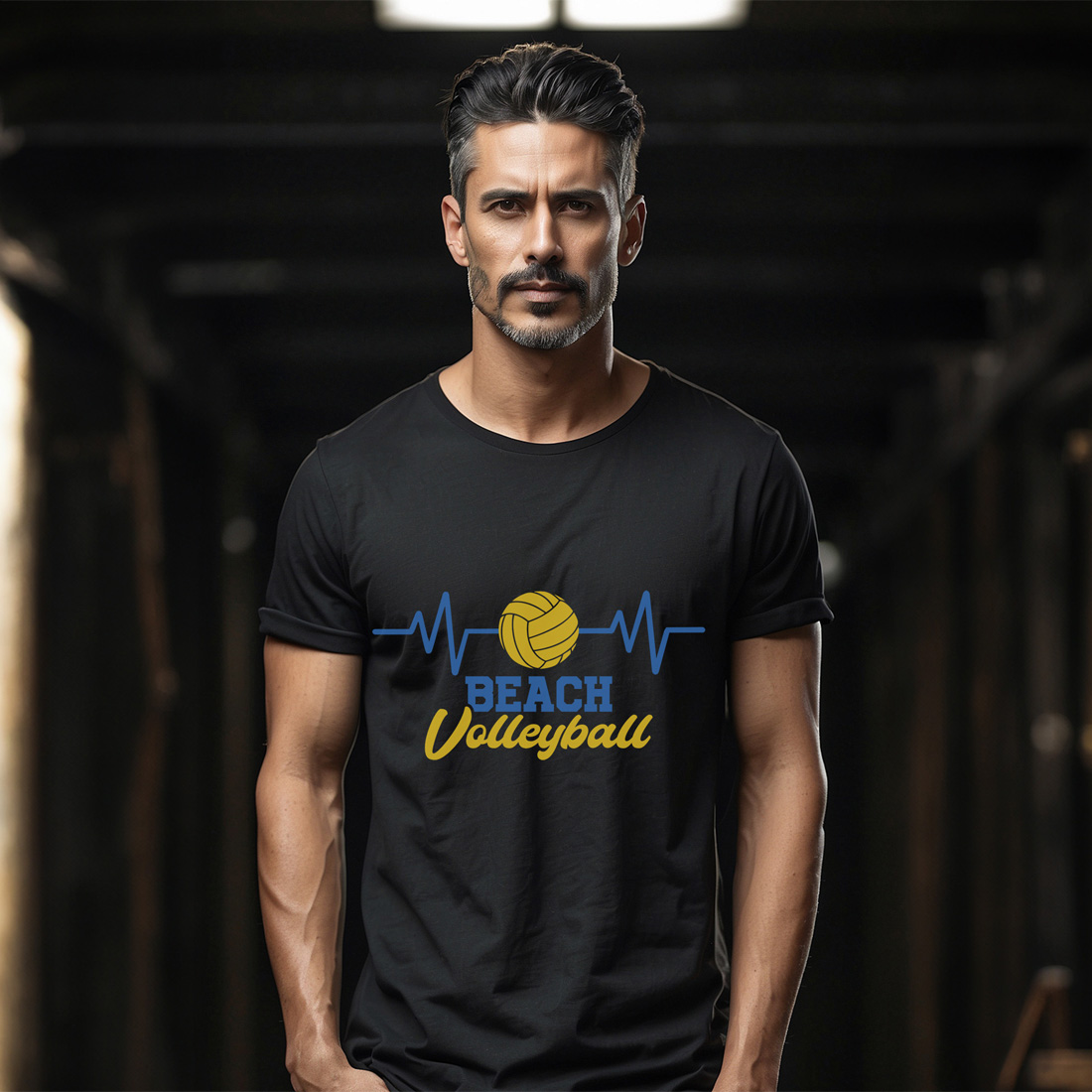 heartbeat beach volleyball graphic design male tshirt mockup 321