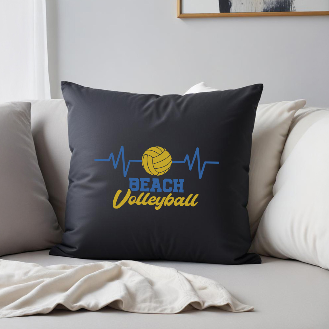 heartbeat beach volleyball graphic design pillow mockup mockup 959