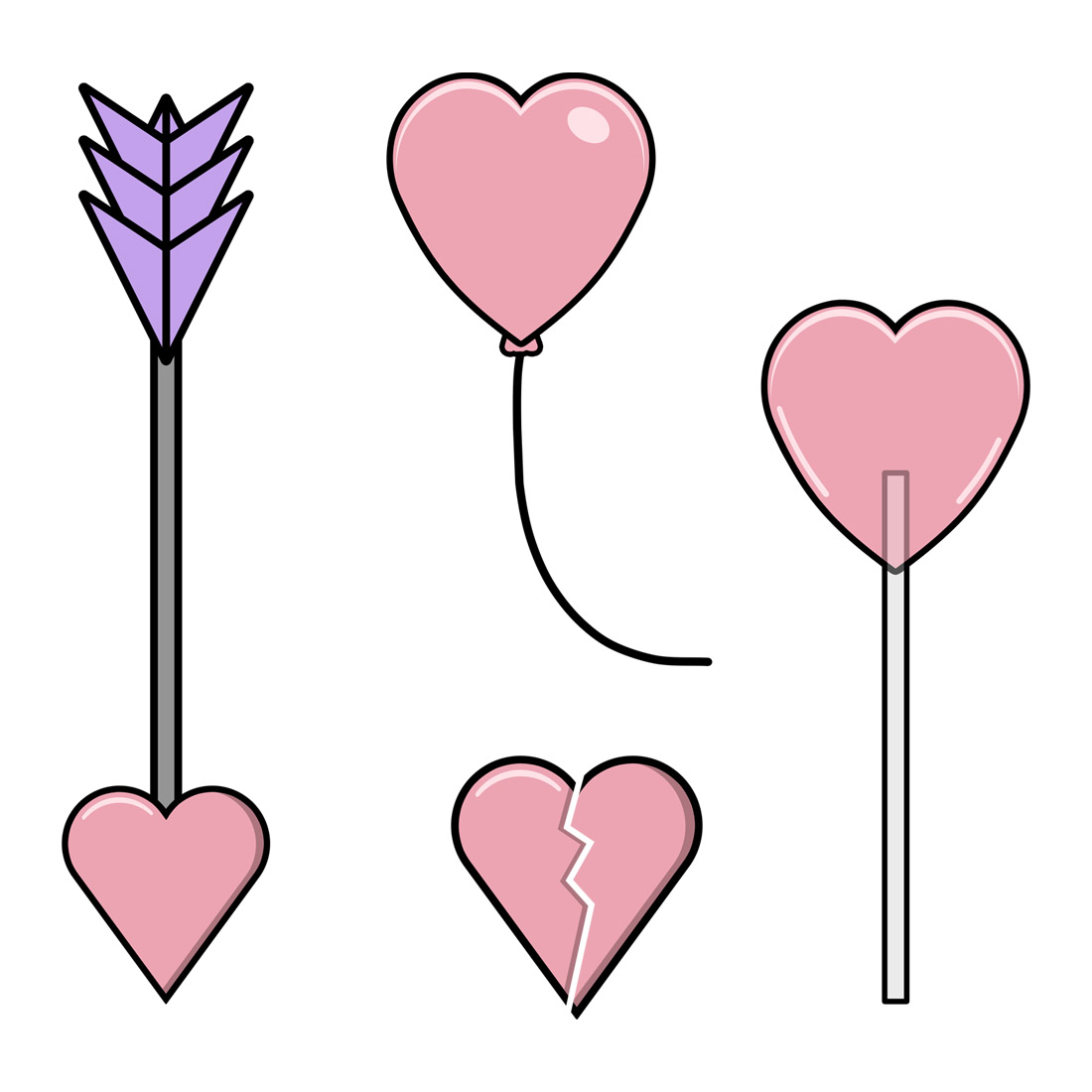 Love Heart Arrow Balloon Lollipop preview image.