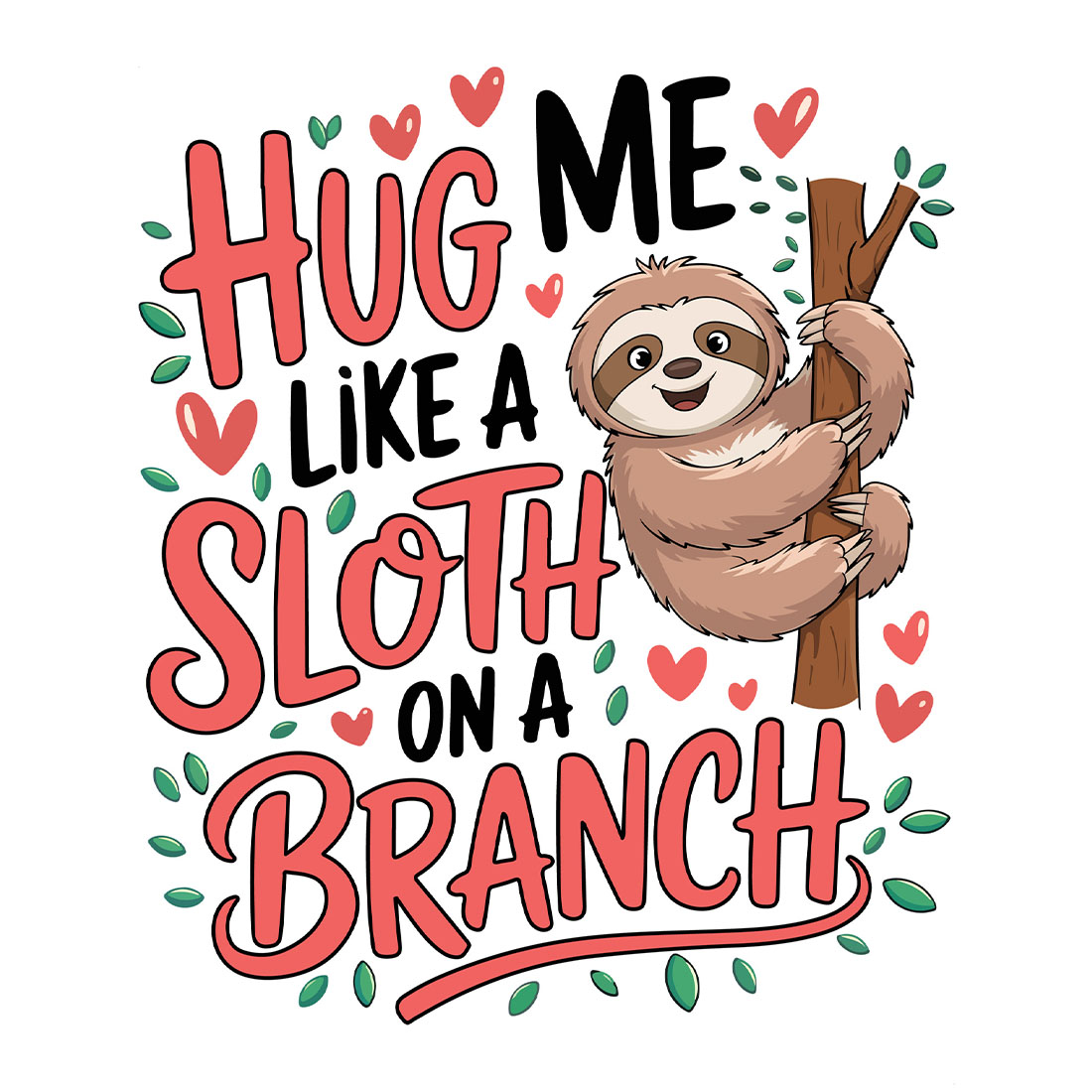 Sloth valentine graphic for sloth lovers cover image.