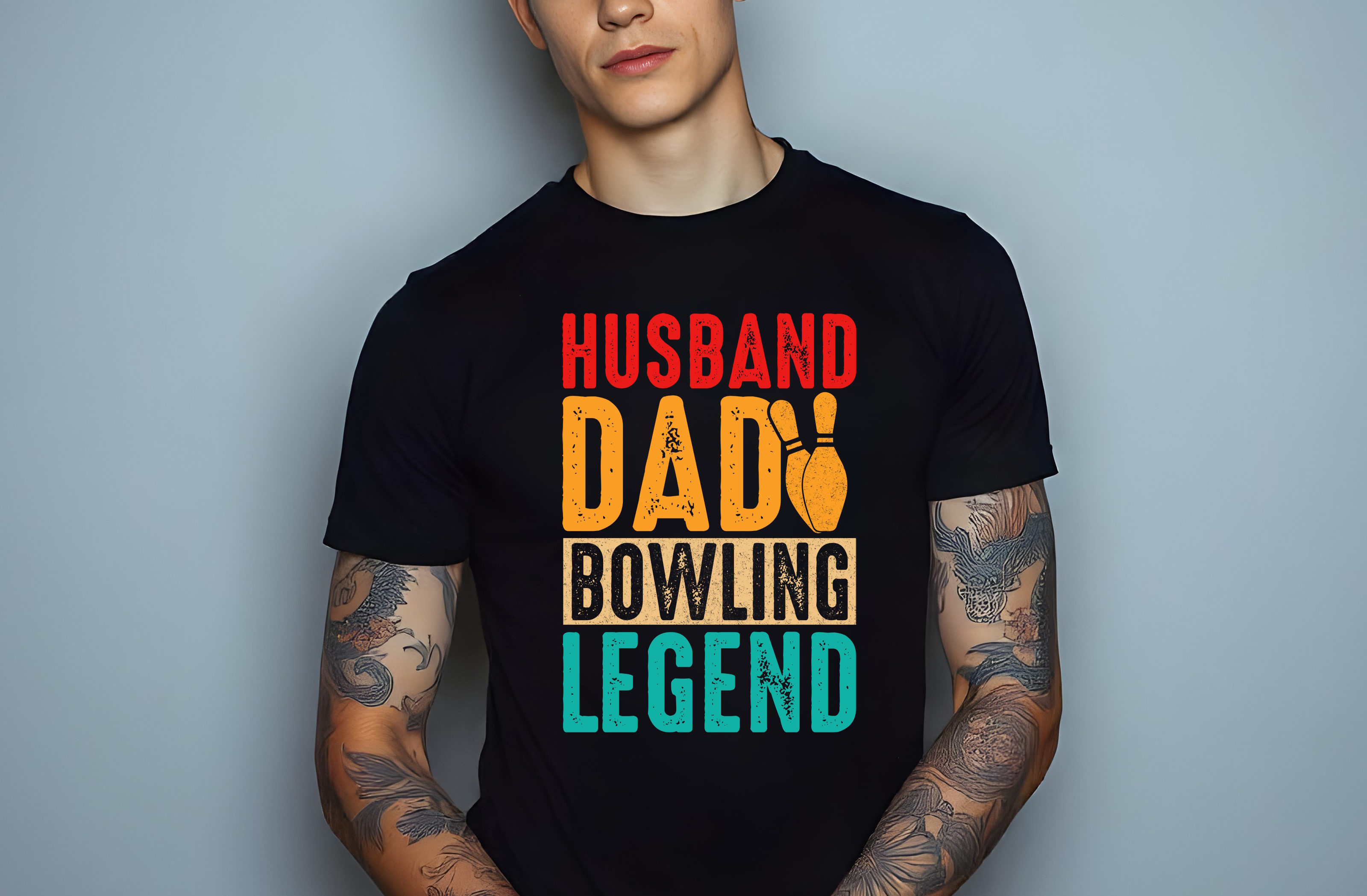 husband dad bowling legend graphic designs male t shirt mockups 465