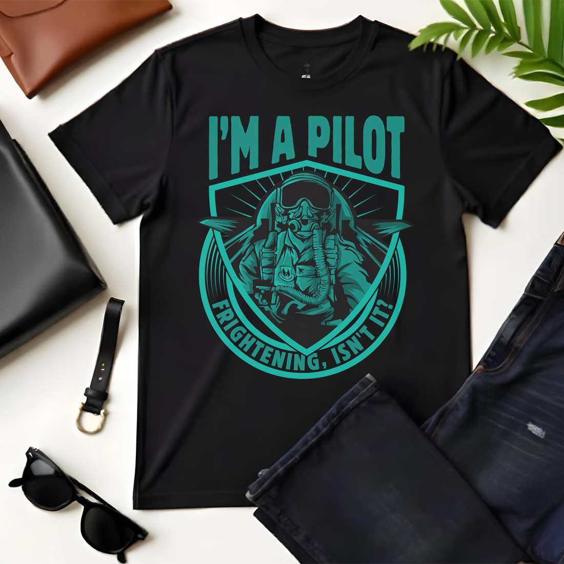 i am a pilot tshirt design vector illustration black flat tshirt mockup 23