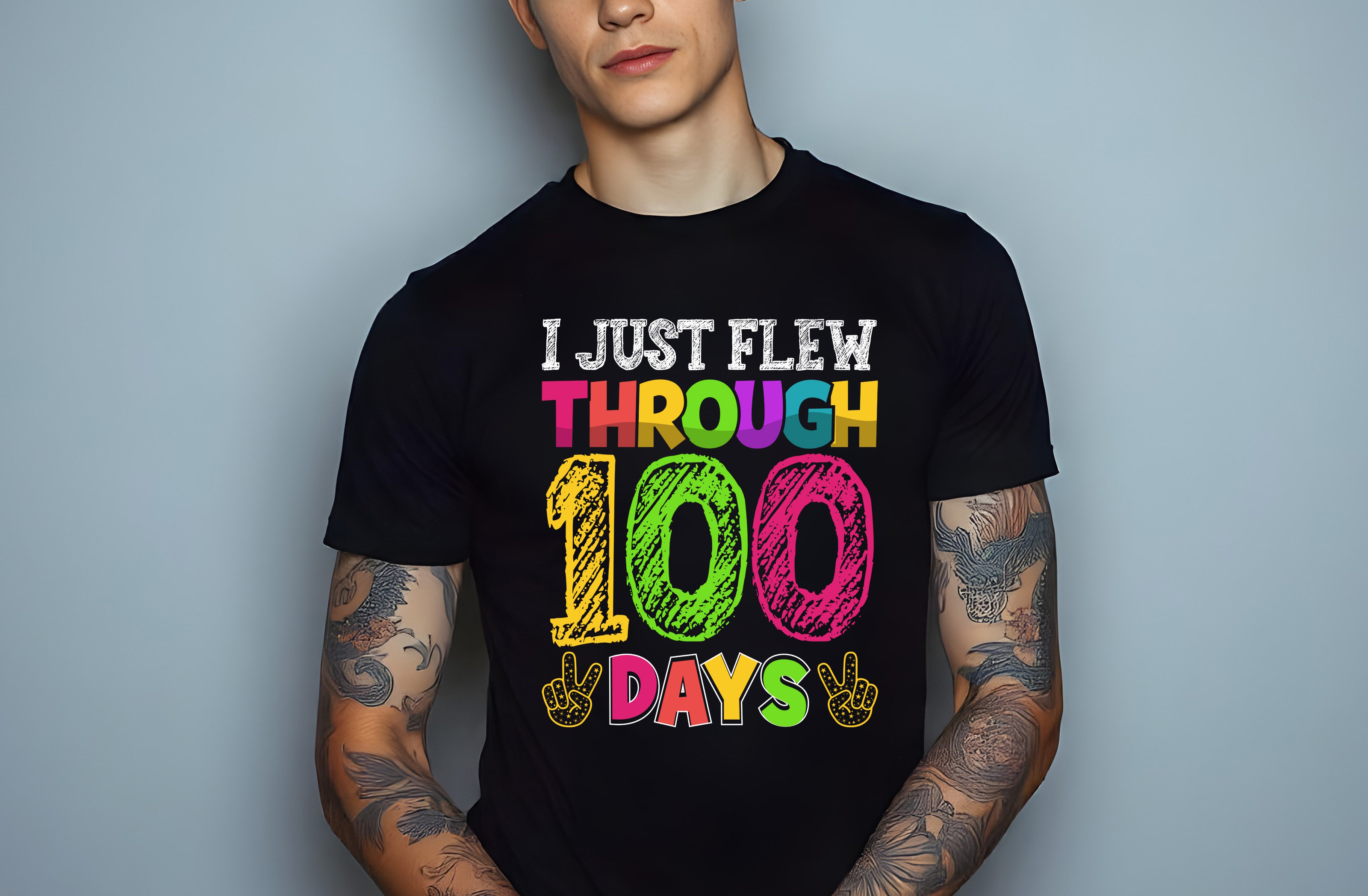 i just flew through 100 days male t shirt mockups 168