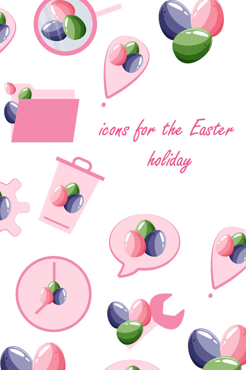 icons for the Easter holiday pinterest preview image.