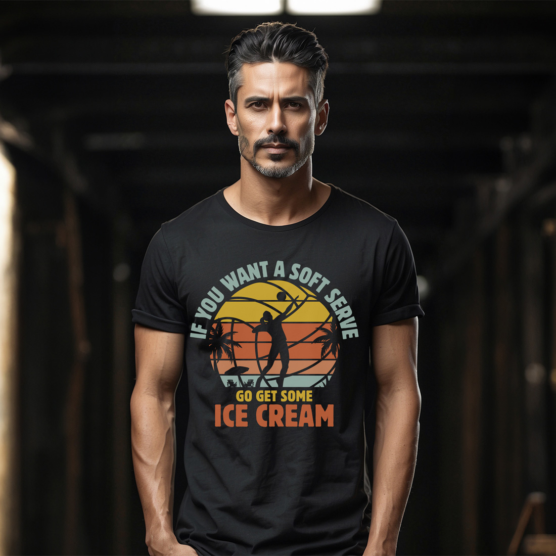 if you want soft serve volleyball graphic design male tshirt mockup 239