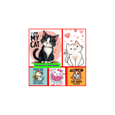 5 PRETTY CAT T-SHIRT BUNDLE cover image.