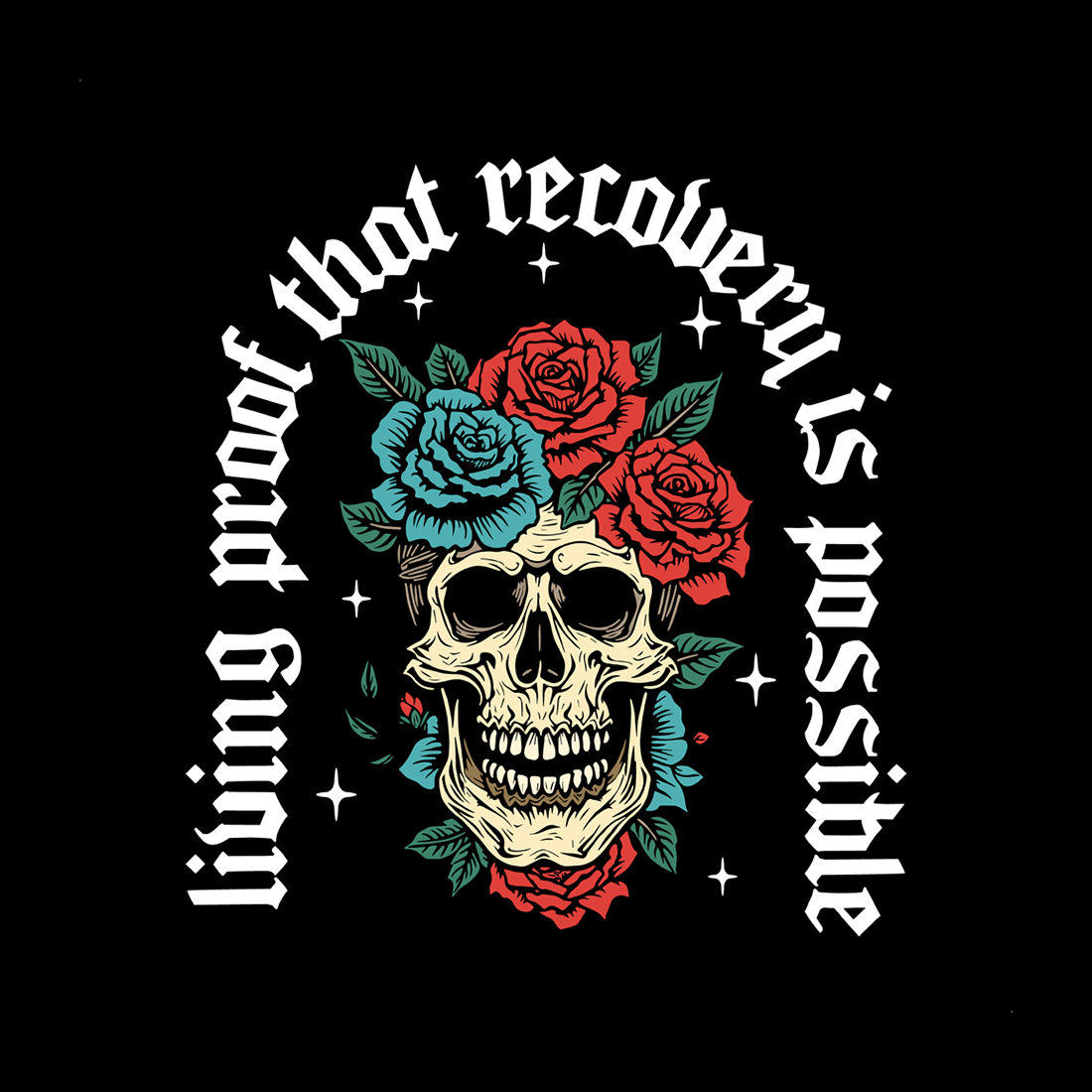 Inspirational Skull and Roses Artwork Celebrating Recovery and Resilience cover image.