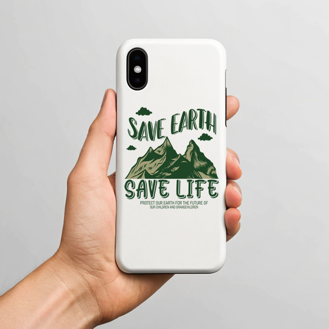 inspiring save earth save life print for environmental awareness with phone case mock up 259