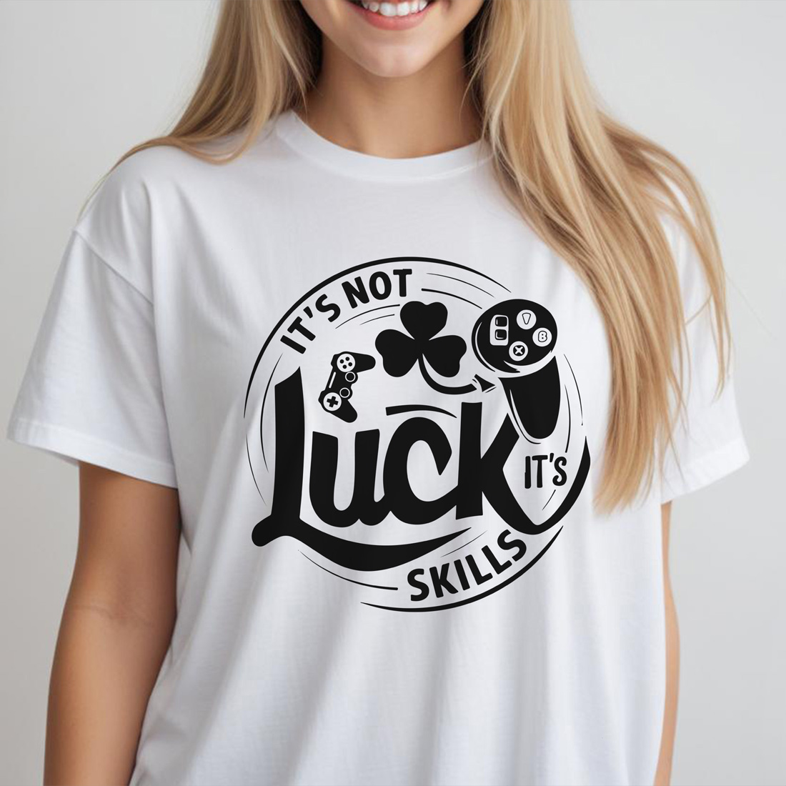 its not luck its skills female tshirt front mockup 429