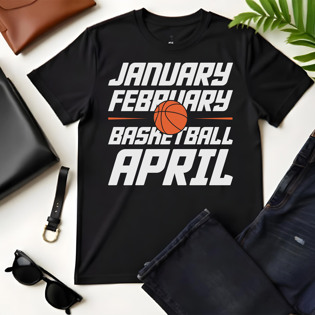 january february basketball april black flat tshirt mockup 875