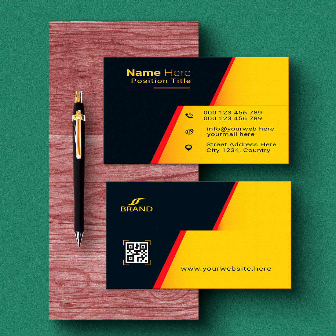 creative and simple modern business card design preview image.