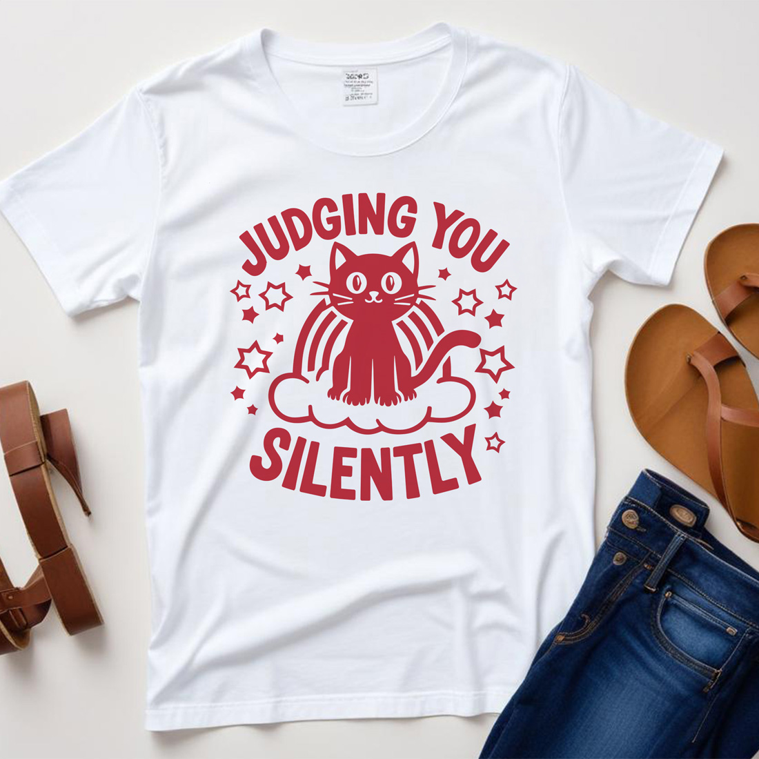 judging you silently white plane tshirt mockup 843